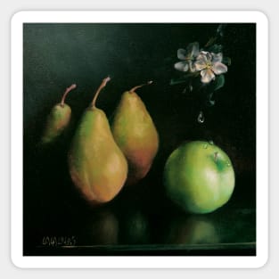 Tantric Fruits 4: Be Yourself. Dutch Still Life with Apple and Pears. Sticker